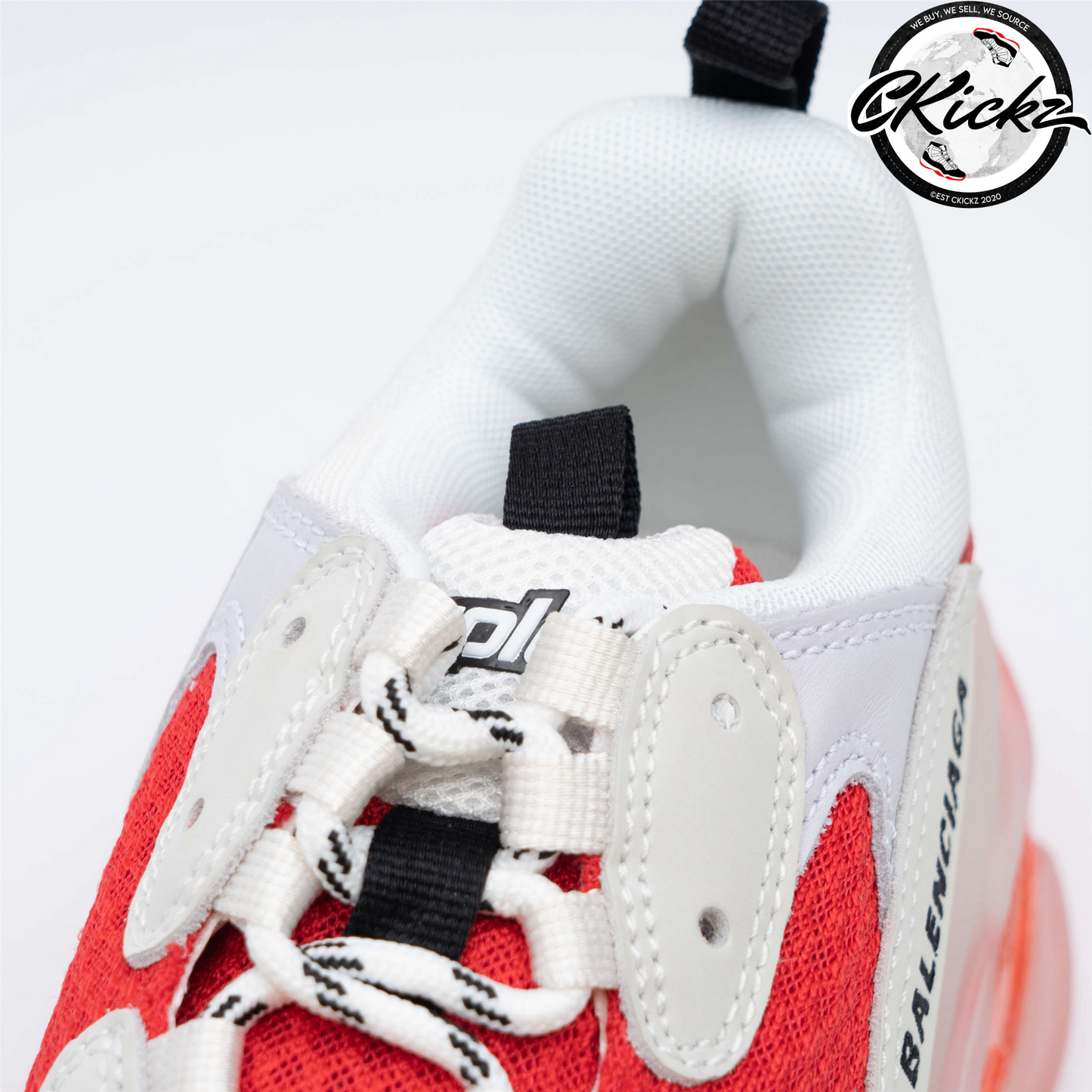 Balenci Triple S Clear Sole White Red