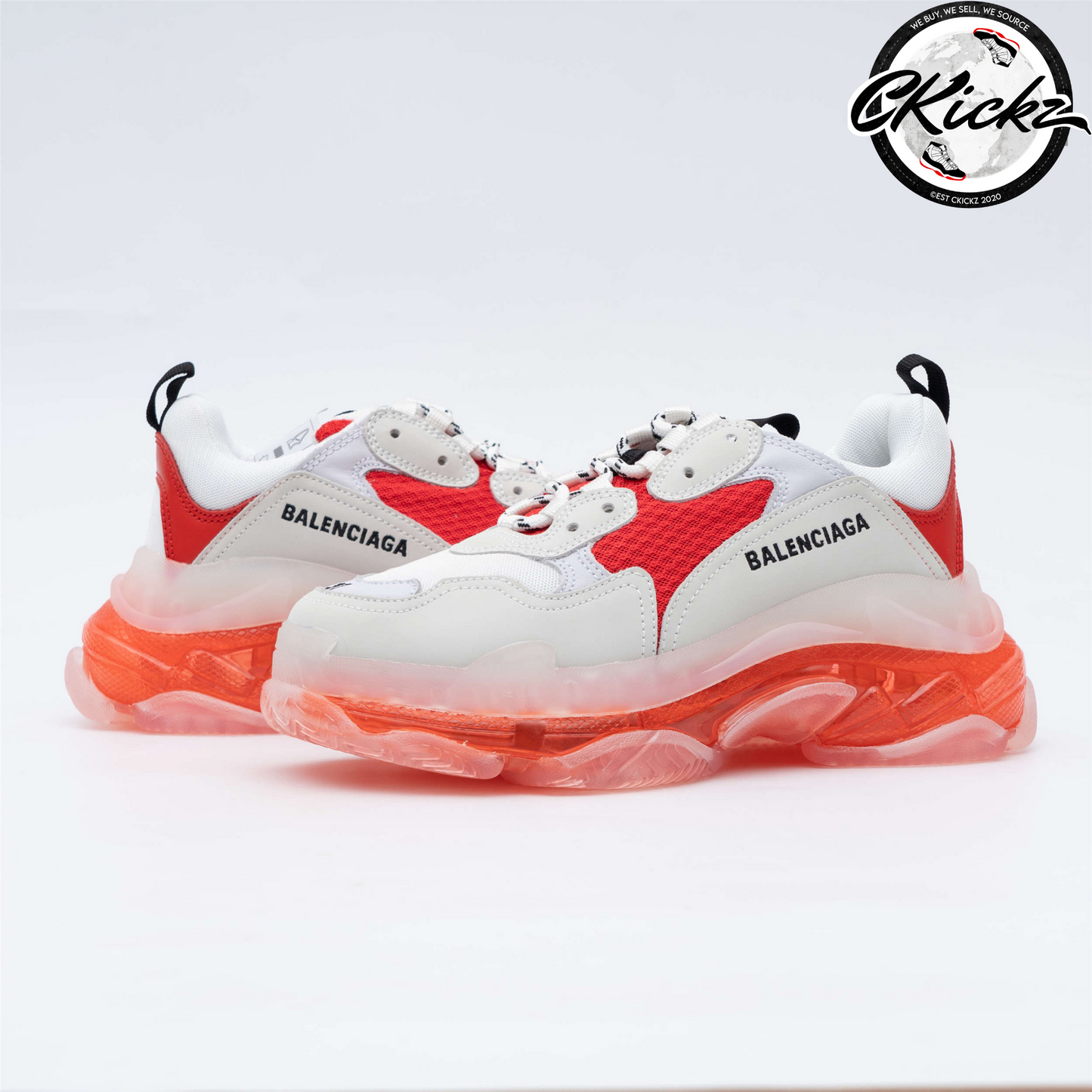 Balenci Triple S Clear Sole White Red