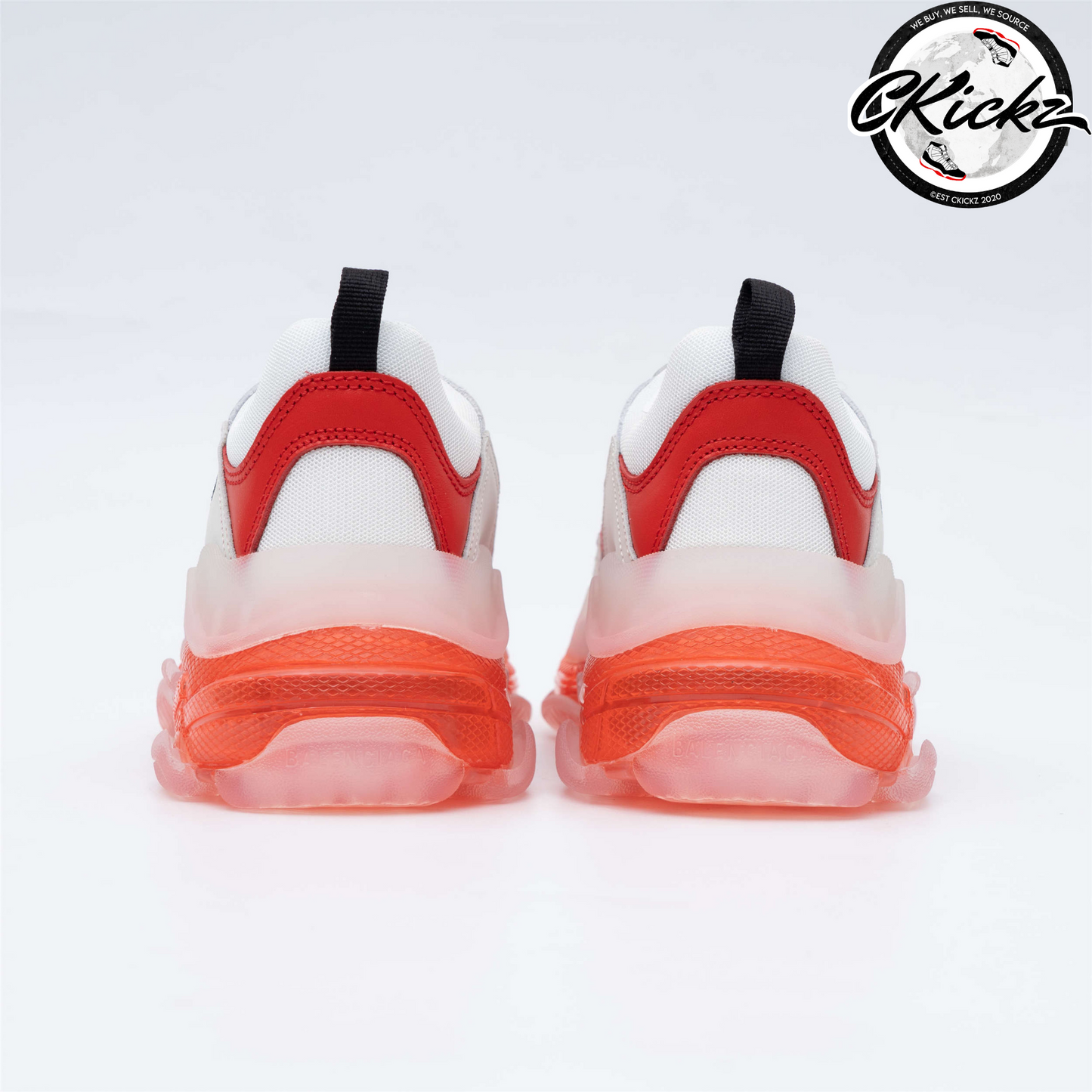Balenci Triple S Clear Sole White Red
