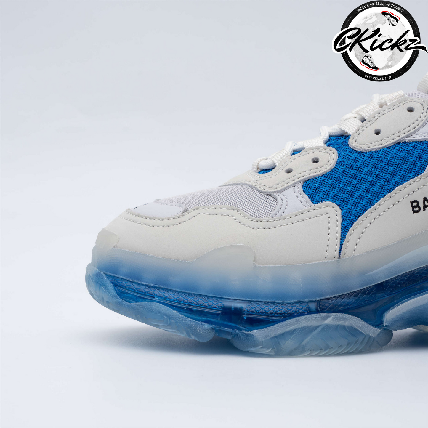 Balenci Triple S Clear Sole White Blue