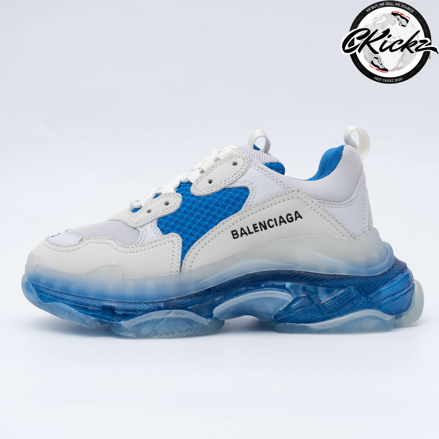 Balenci Triple S Clear Sole White Blue