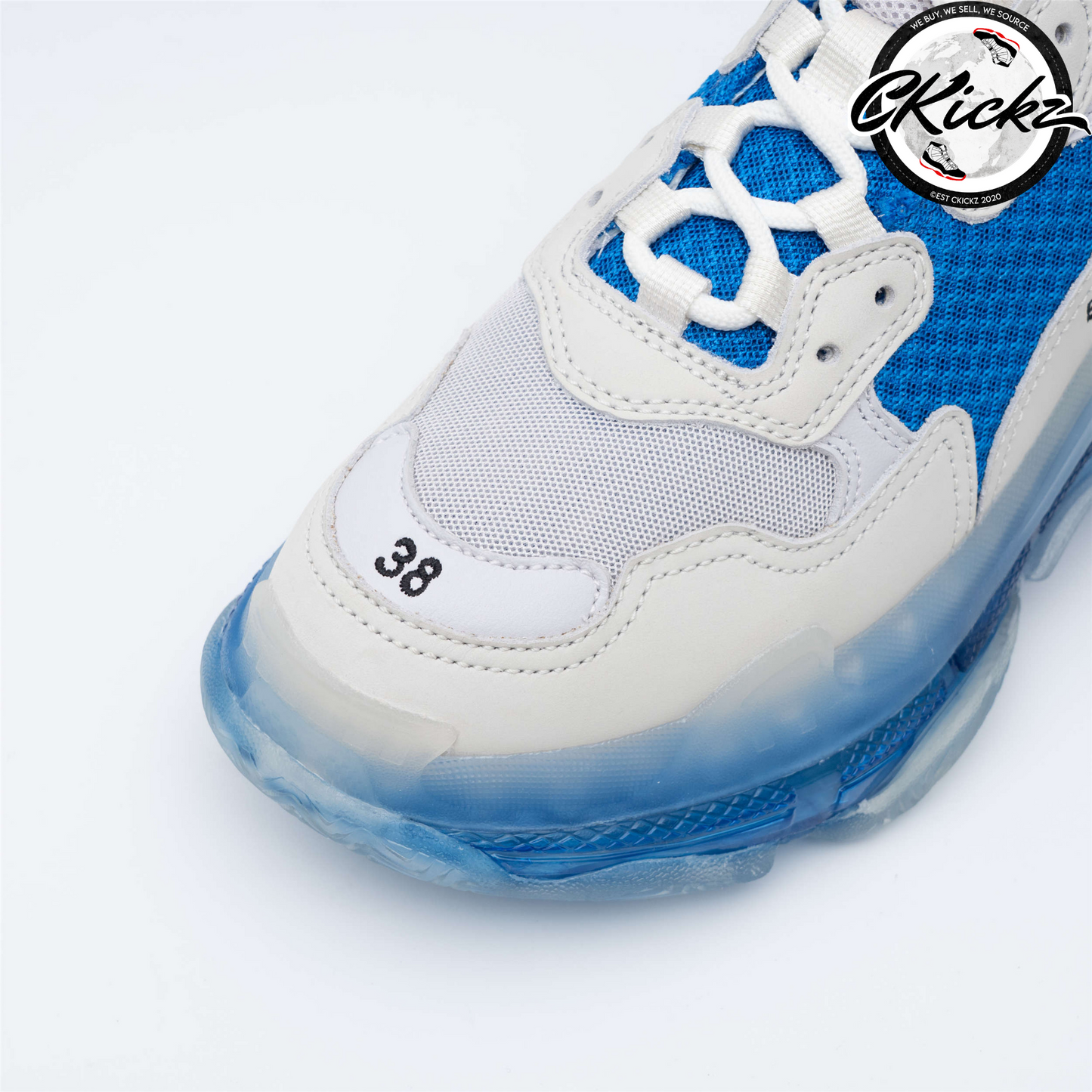 Balenci Triple S Clear Sole White Blue