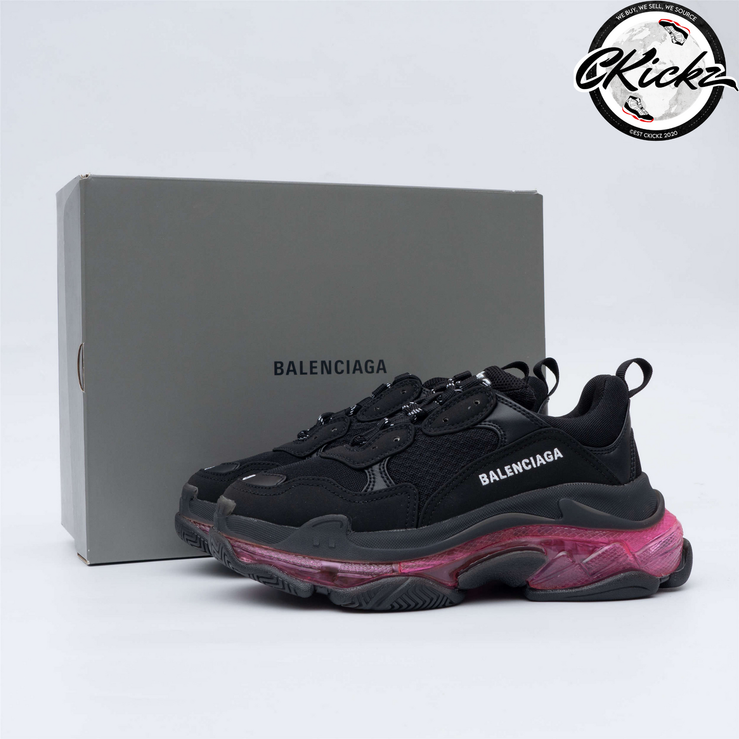 Balenci Triple S Clear Sole Neon Pink