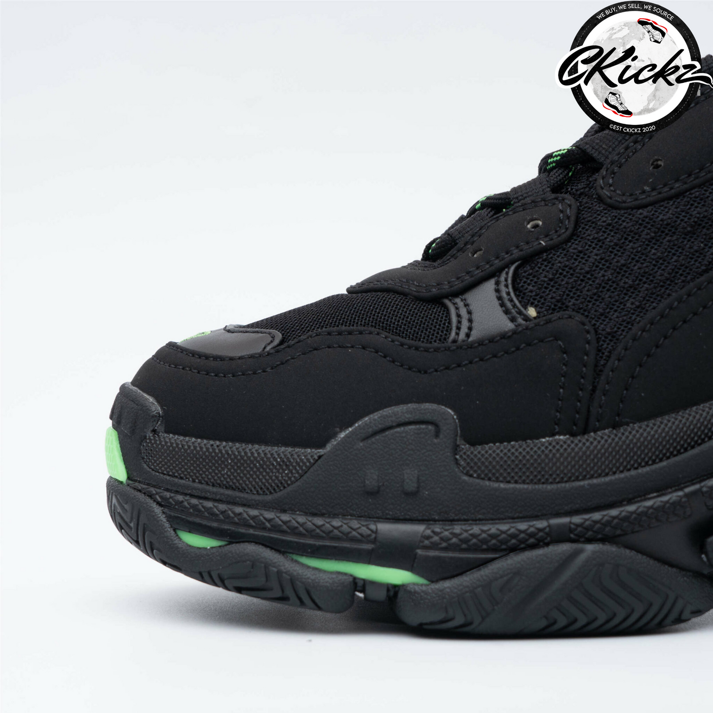Balenci Triple S Black Fluo Green