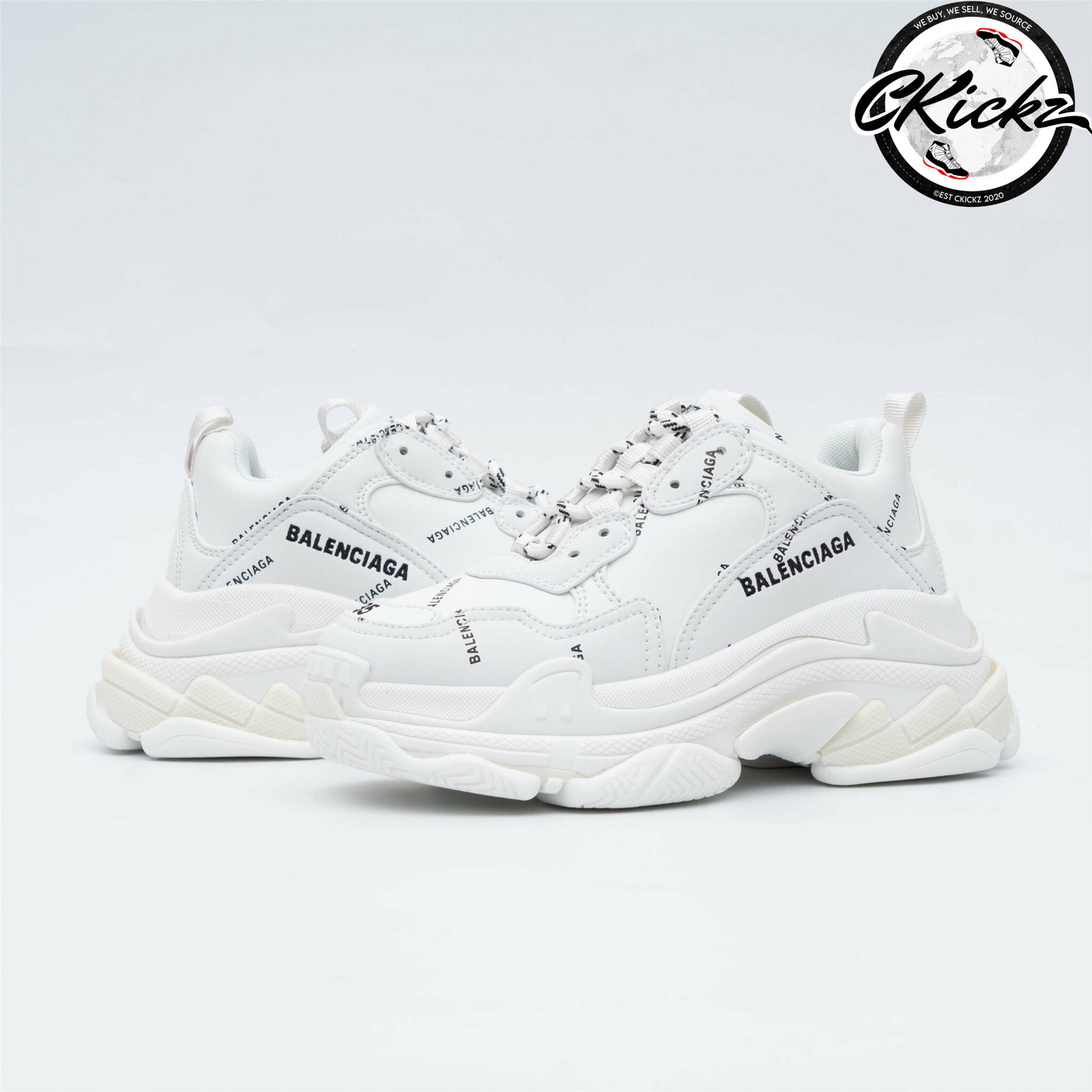 Balenci Triple S Allover Logo White