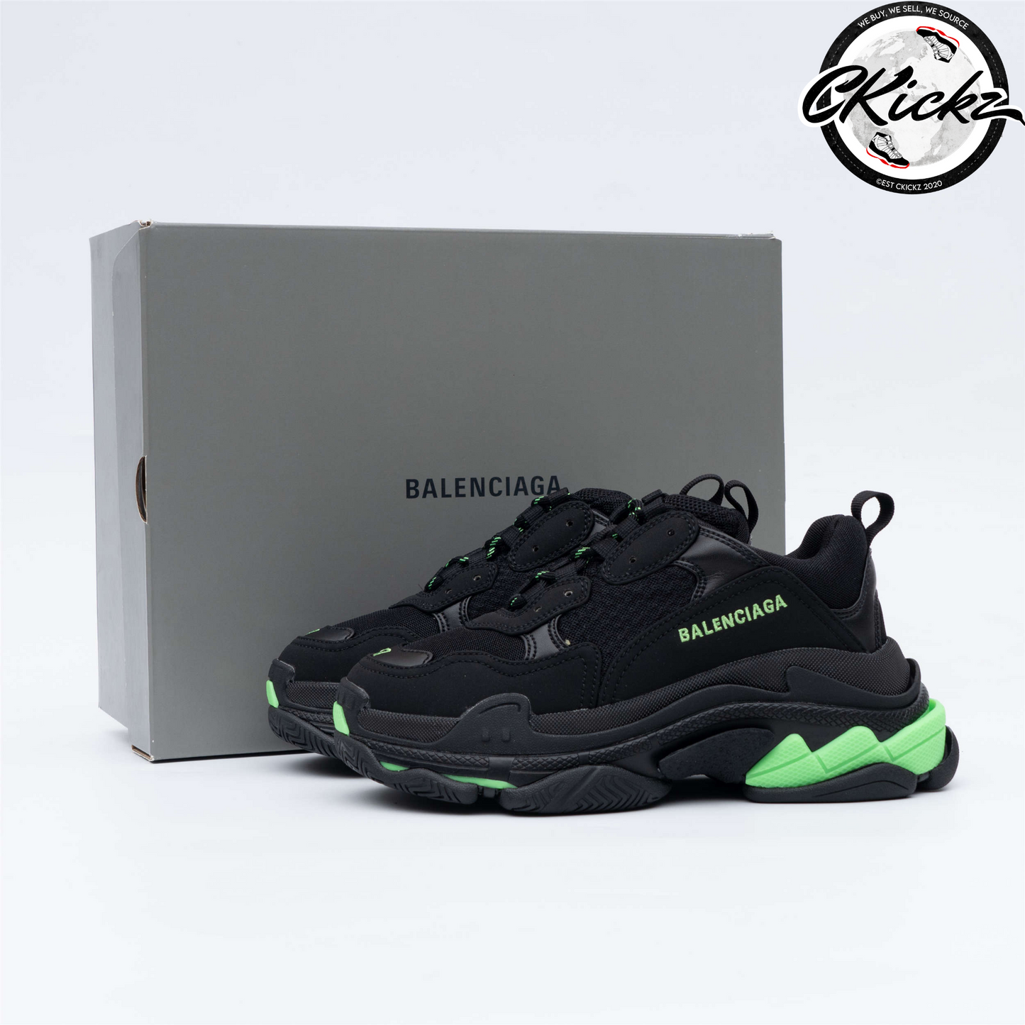 Balenci Triple S Black Fluo Green