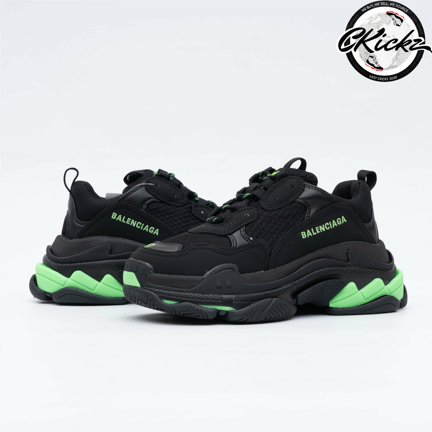 Balenci Triple S Black Fluo Green