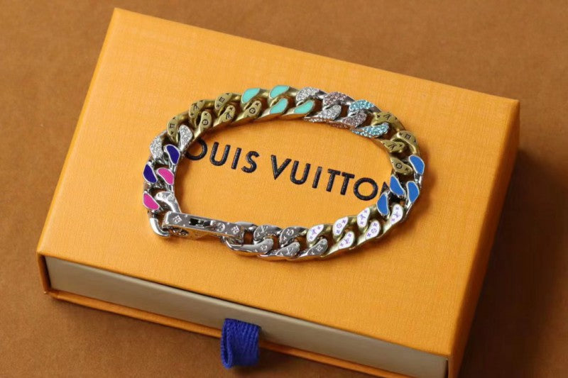 Multi-Tone Link Bracelet with Gem Accent