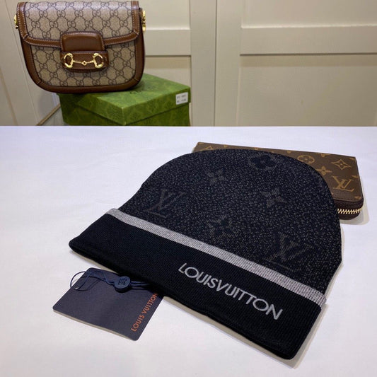 Monogram Knit Beanie Black