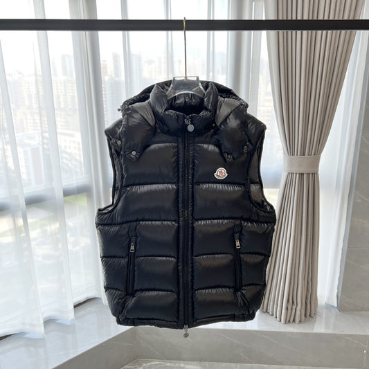Gloss Black Hooded Gilet