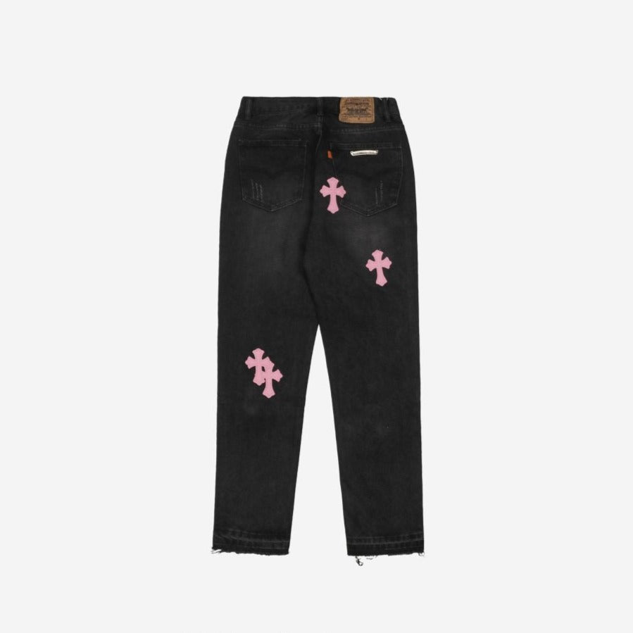 Chrome Hearts Black Jeans (Pink Logo)