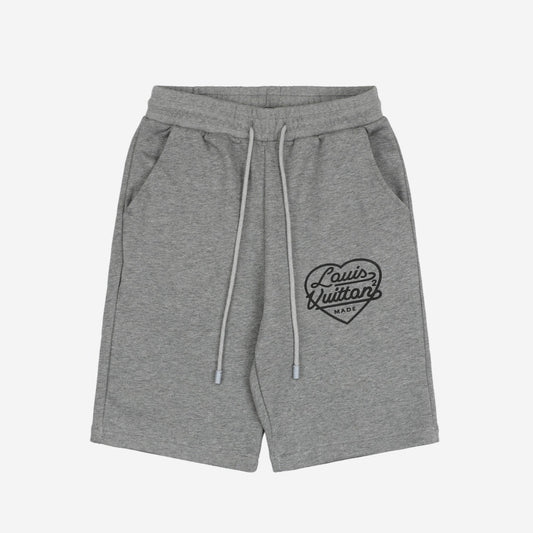 LV X Nigo Printed Heart Light Grey Shorts