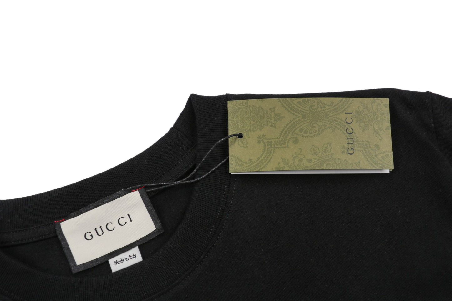 Gucc1 Round GG Print Cotton T-Shirt Black