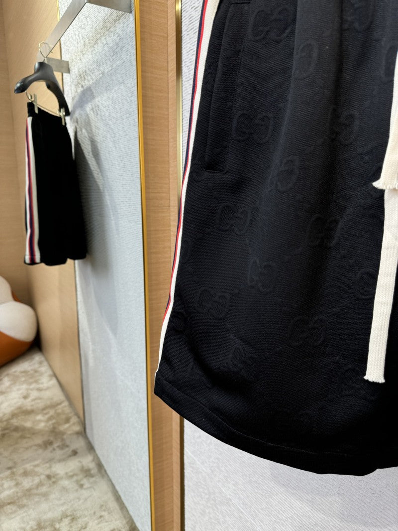 Jacquard Webbing Knit Short Black