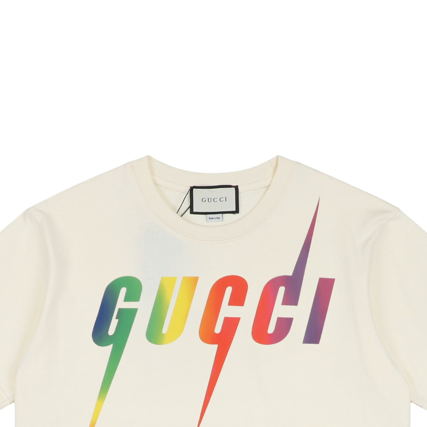 Gucc1 T-Shirt Blade Print Rainbow White