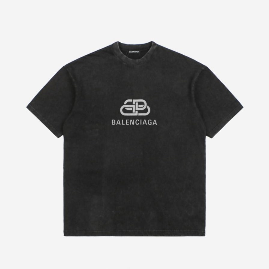 Balenci BB Logo T-Shirt Washed Out Black