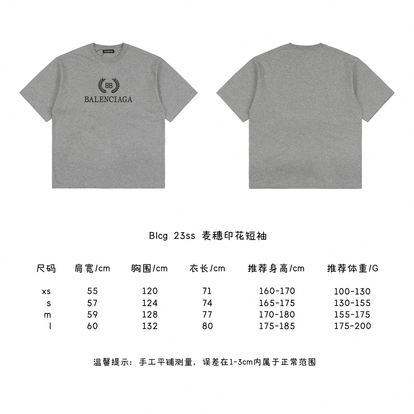 Balenci BB Logo T-Shirt Grey