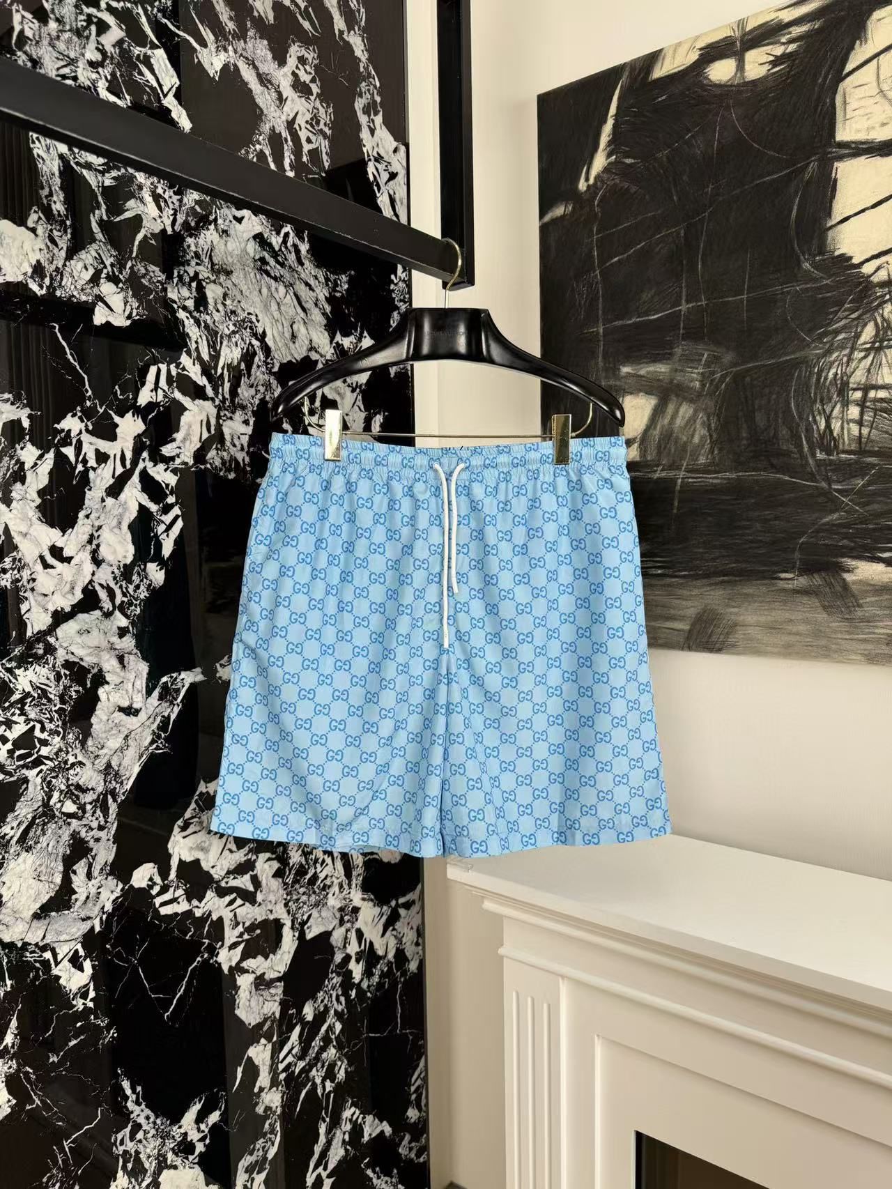 Blue Nylon Shorts