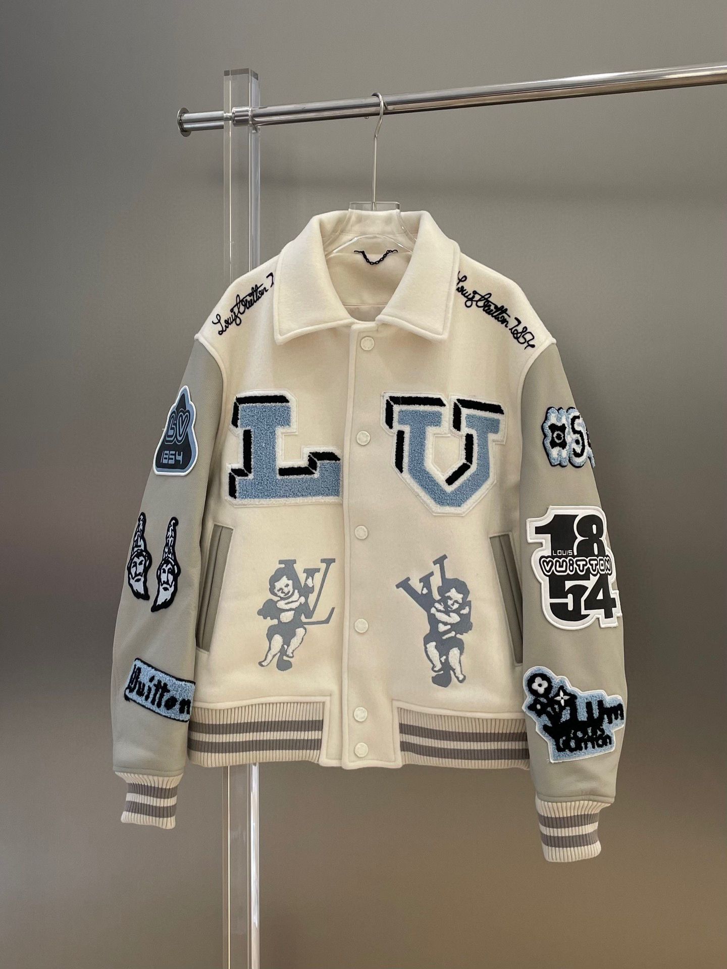 LV White Baseball Jacket