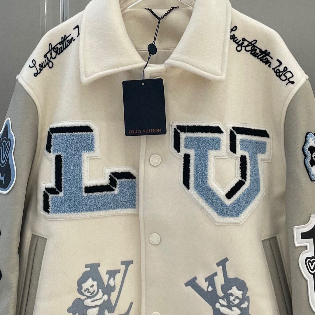 LV White Baseball Jacket