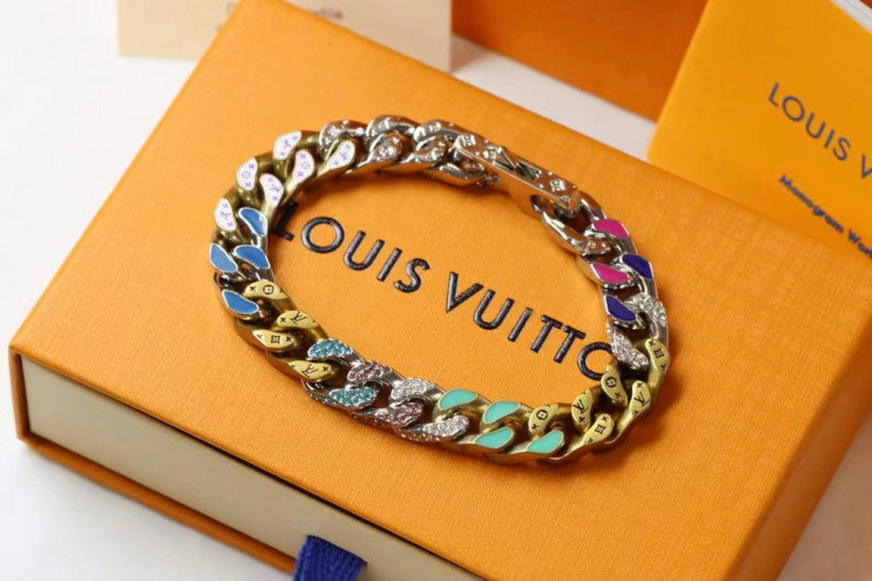Multi-Tone Link Bracelet with Gem Accent