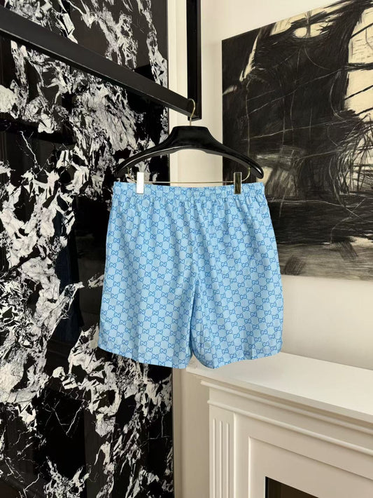 Blue Nylon Shorts