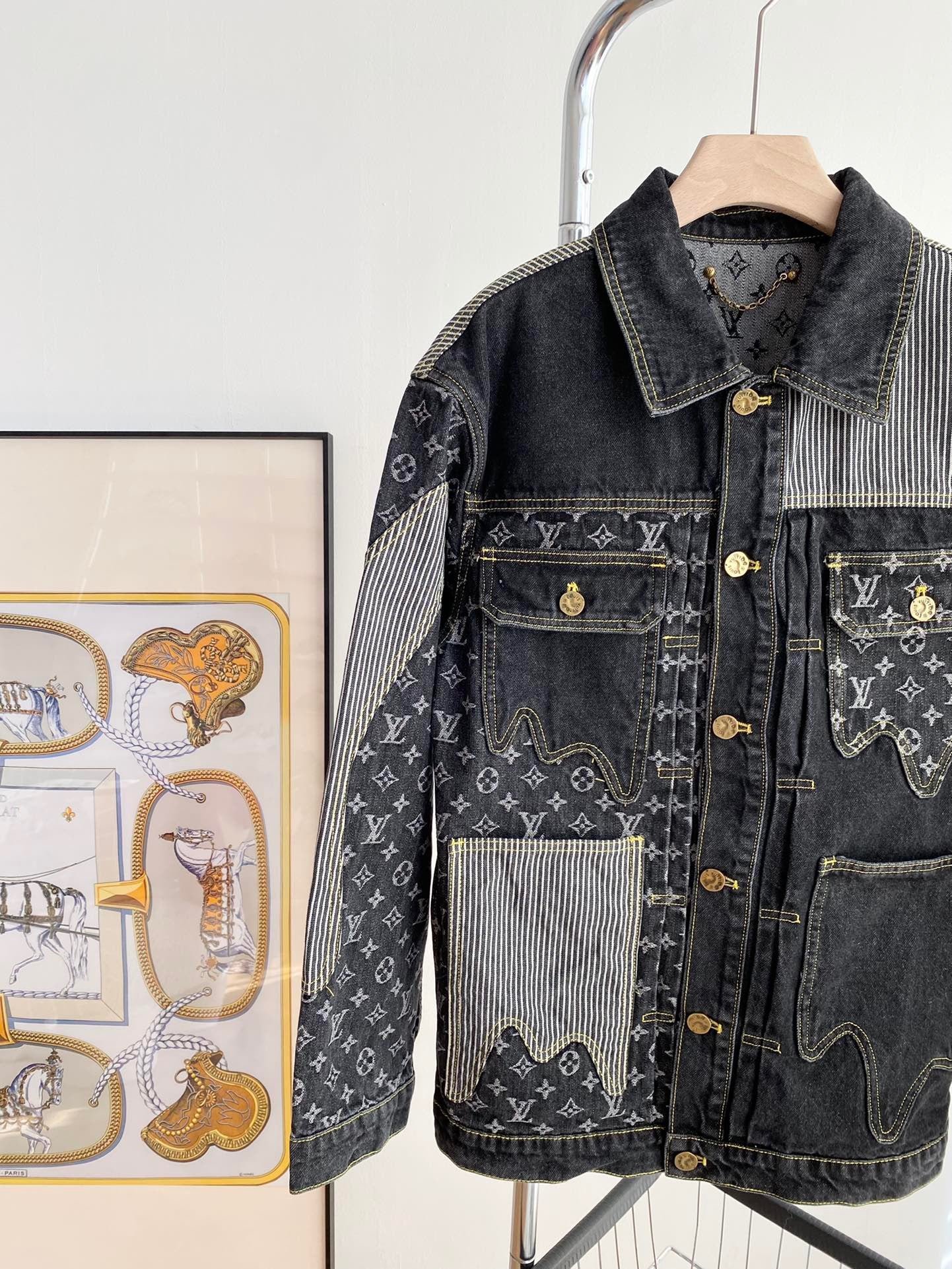 LV X Nigo Monogram Crazy Denim Workwear Jacket