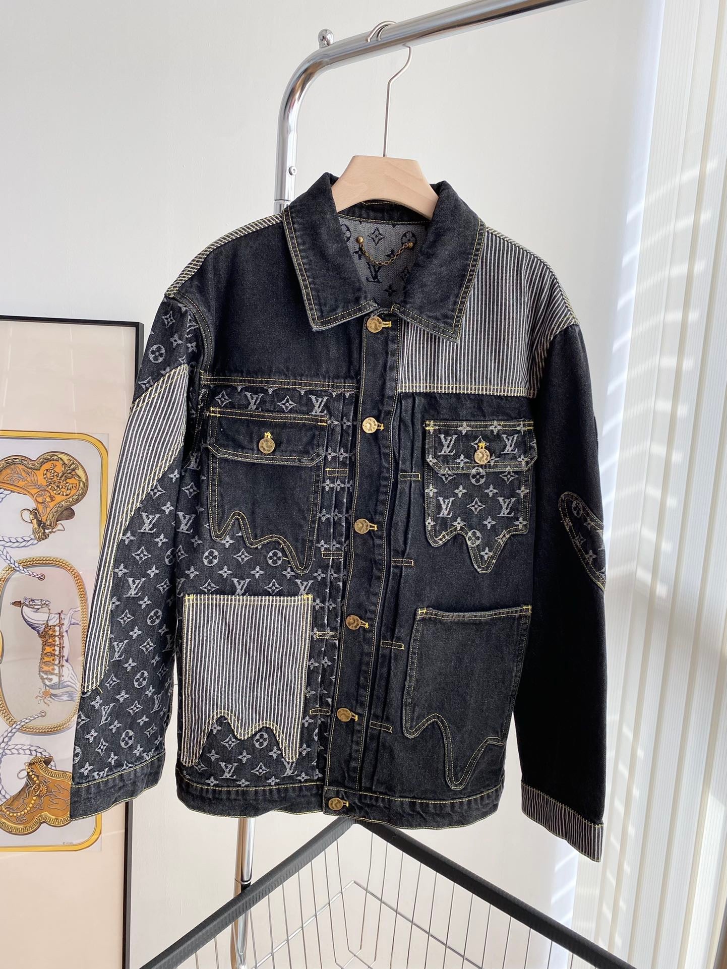 LV X Nigo Monogram Crazy Denim Workwear Jacket