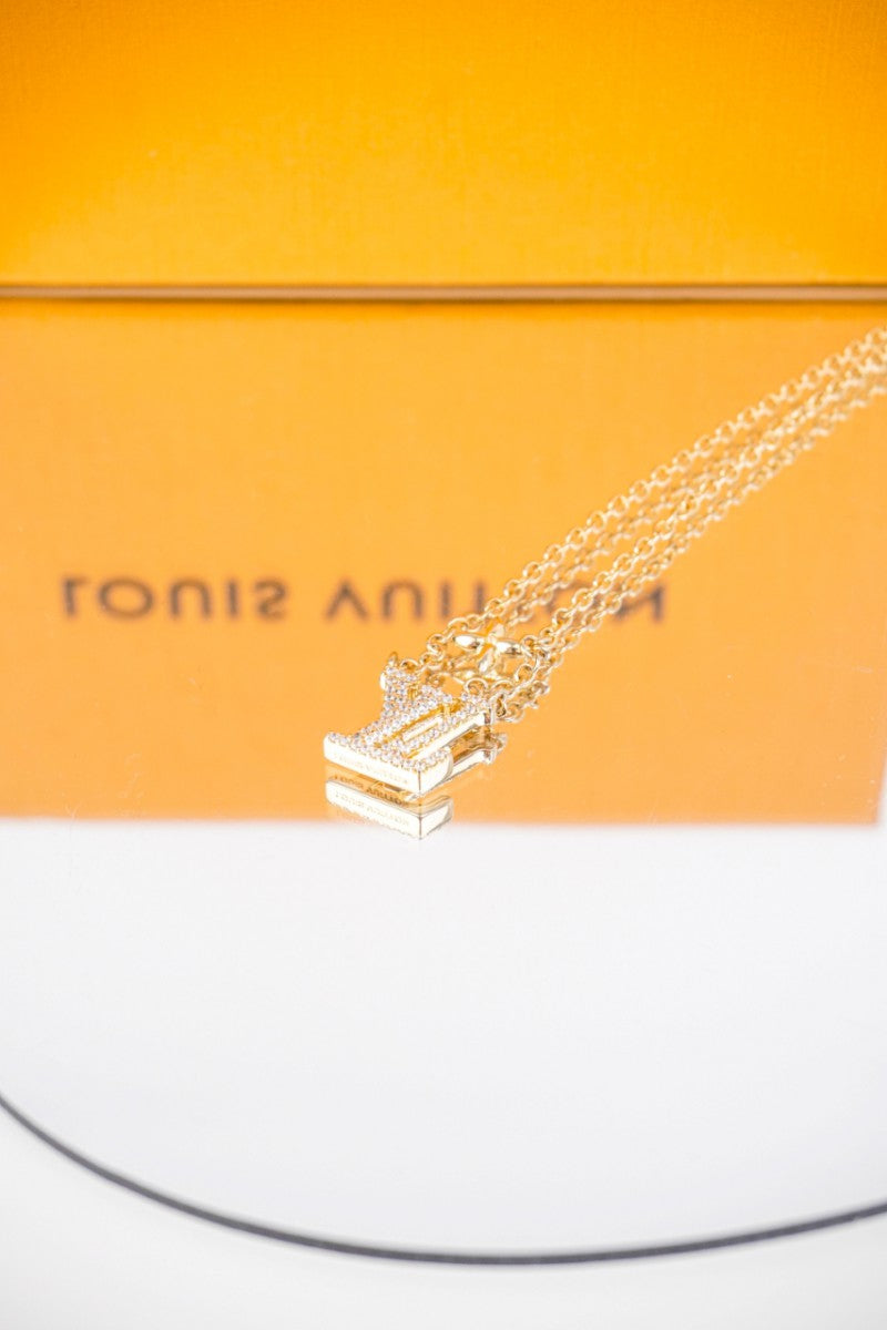 Gold Monogram Pendant Necklace