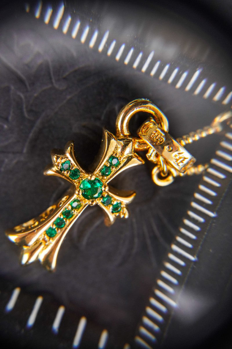 Gold Emerald Green Necklace