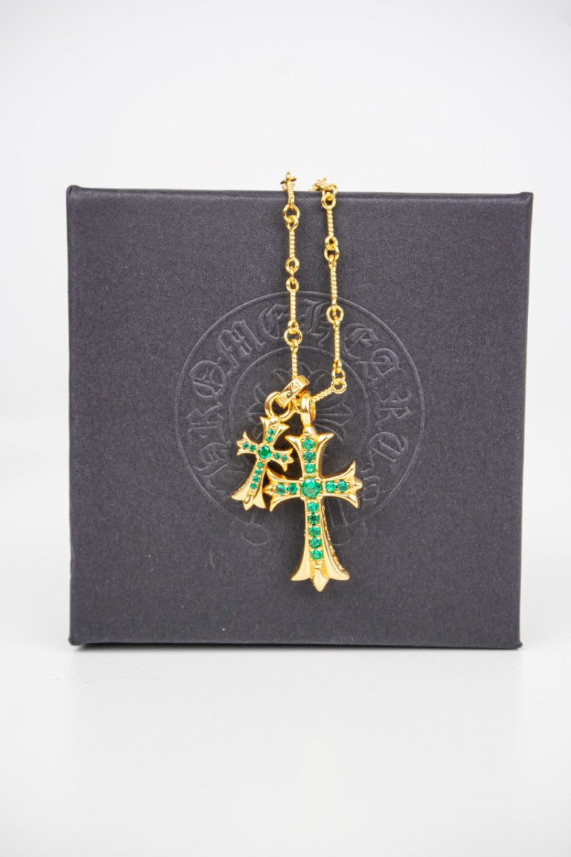 Gold Emerald Green Necklace