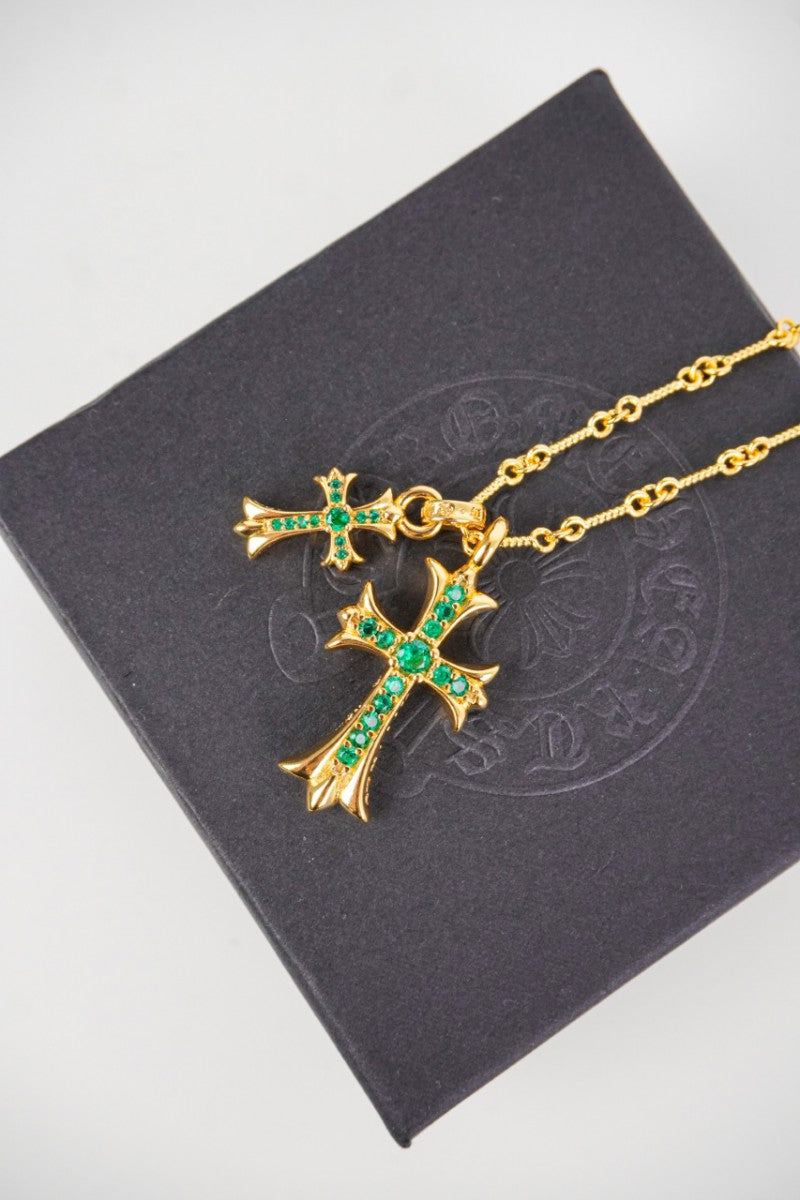 Gold Emerald Green Necklace