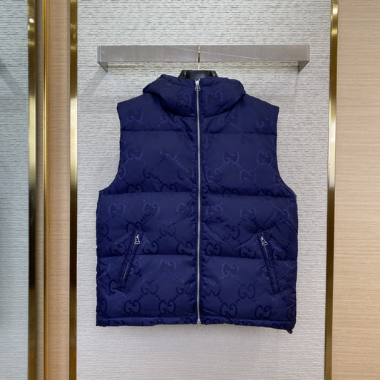Jacquard Down Vest Navy