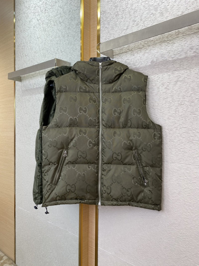 Jacquard Down Vest Khaki