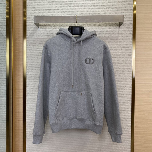 Grey Embroidered Hoodie
