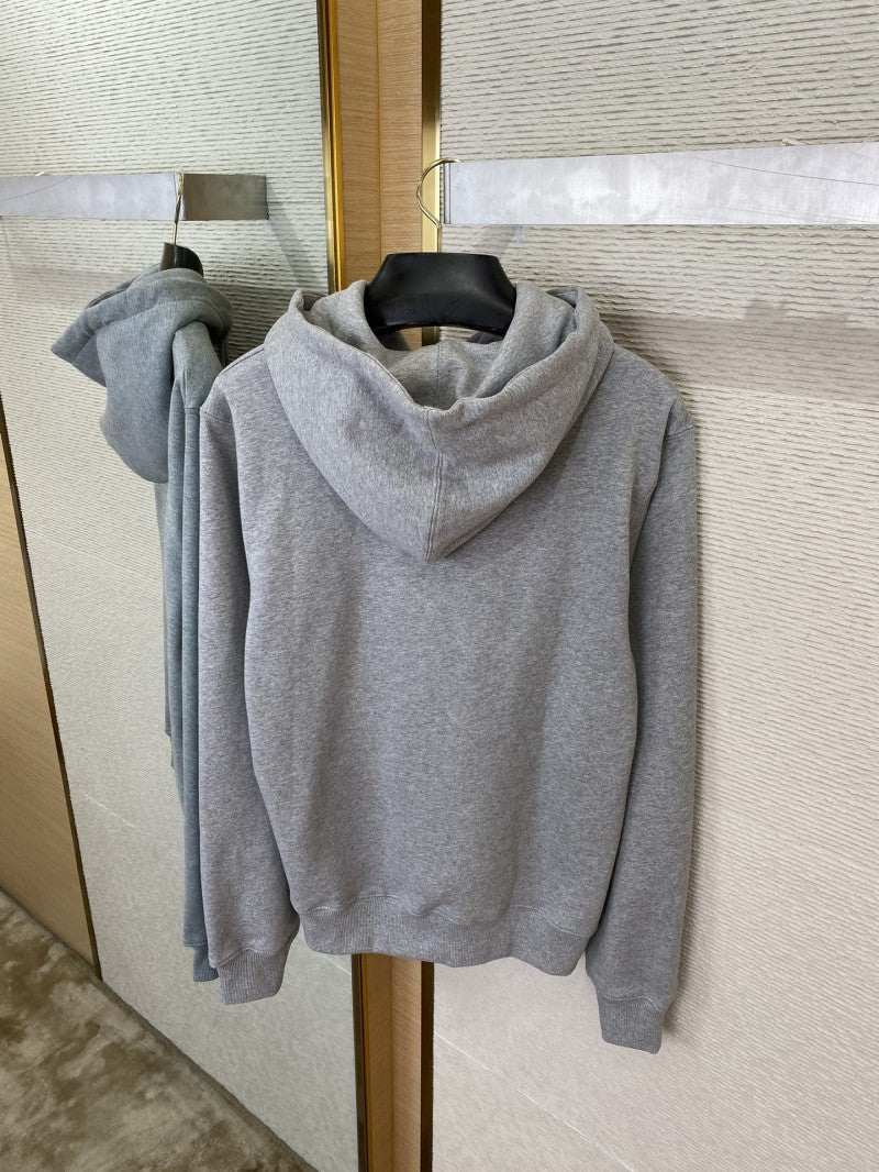 Grey Embroidered Hoodie