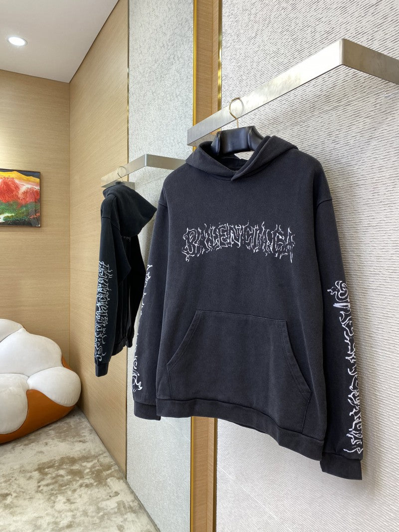 Balenci Flame Letter Print Hoodie