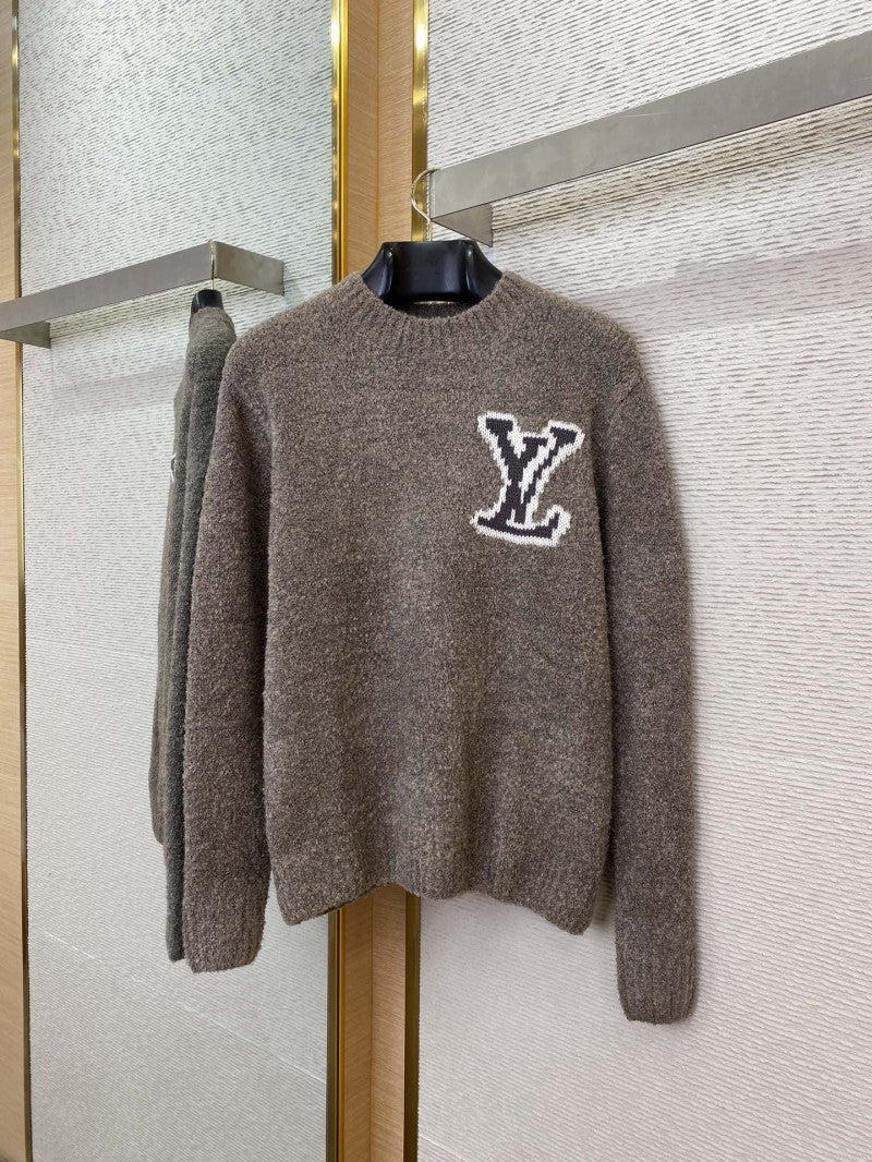 1V Intarsia Knit Sweater Grey