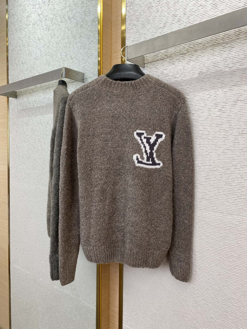 1V Intarsia Knit Sweater Grey