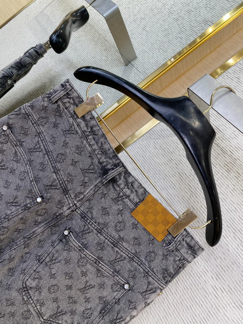 Washed Denim Shorts Grey