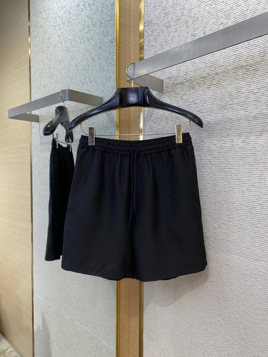 Jacquard Casual Black Shorts