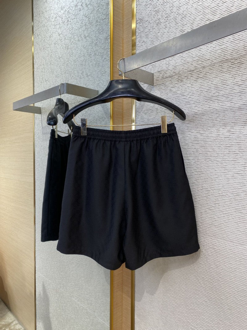 Jacquard Casual Black Shorts