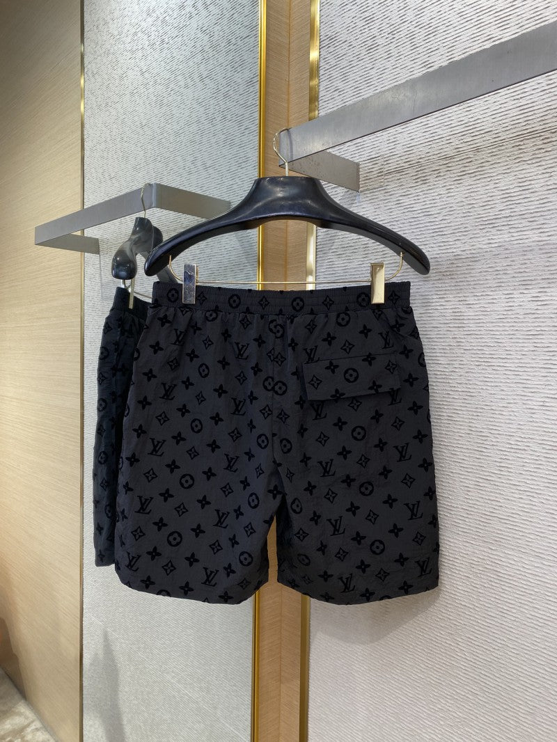 Full Print Flocked Shorts Black