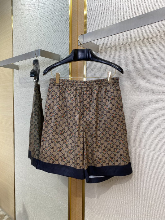 Twin-G Print Silk Shorts