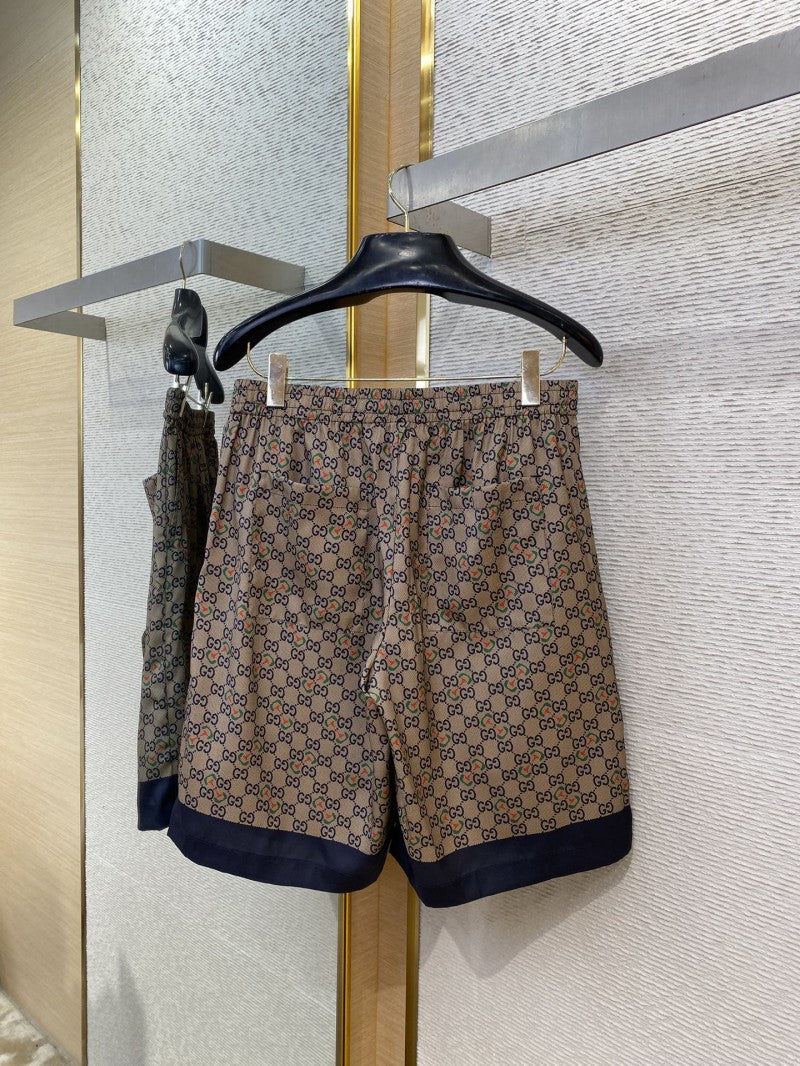 Twin-G Print Silk Shorts