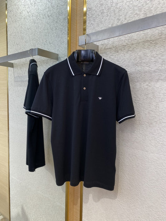 Embroidered Insect Polo Shirt – Black