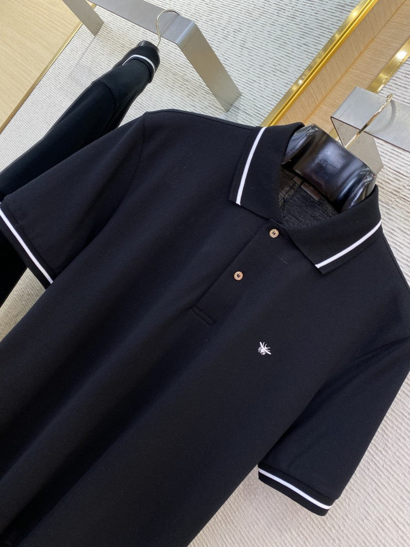 Embroidered Insect Polo Shirt – Black