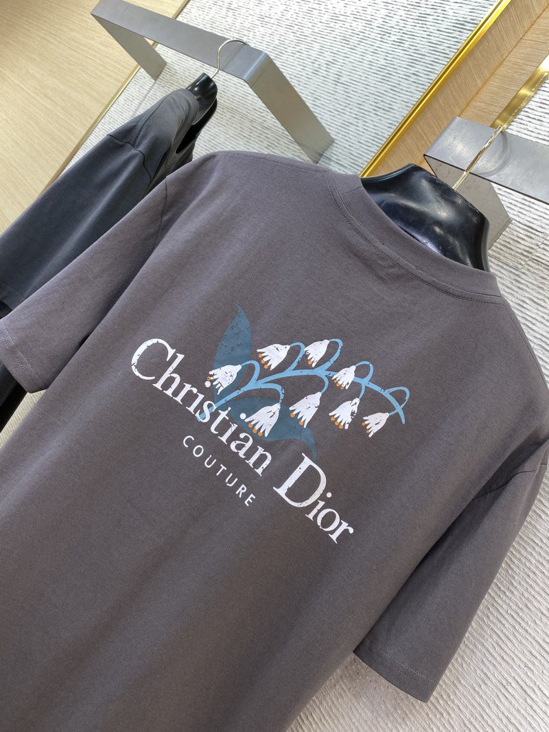 Suzuran Letter Print Grey T-Shirt