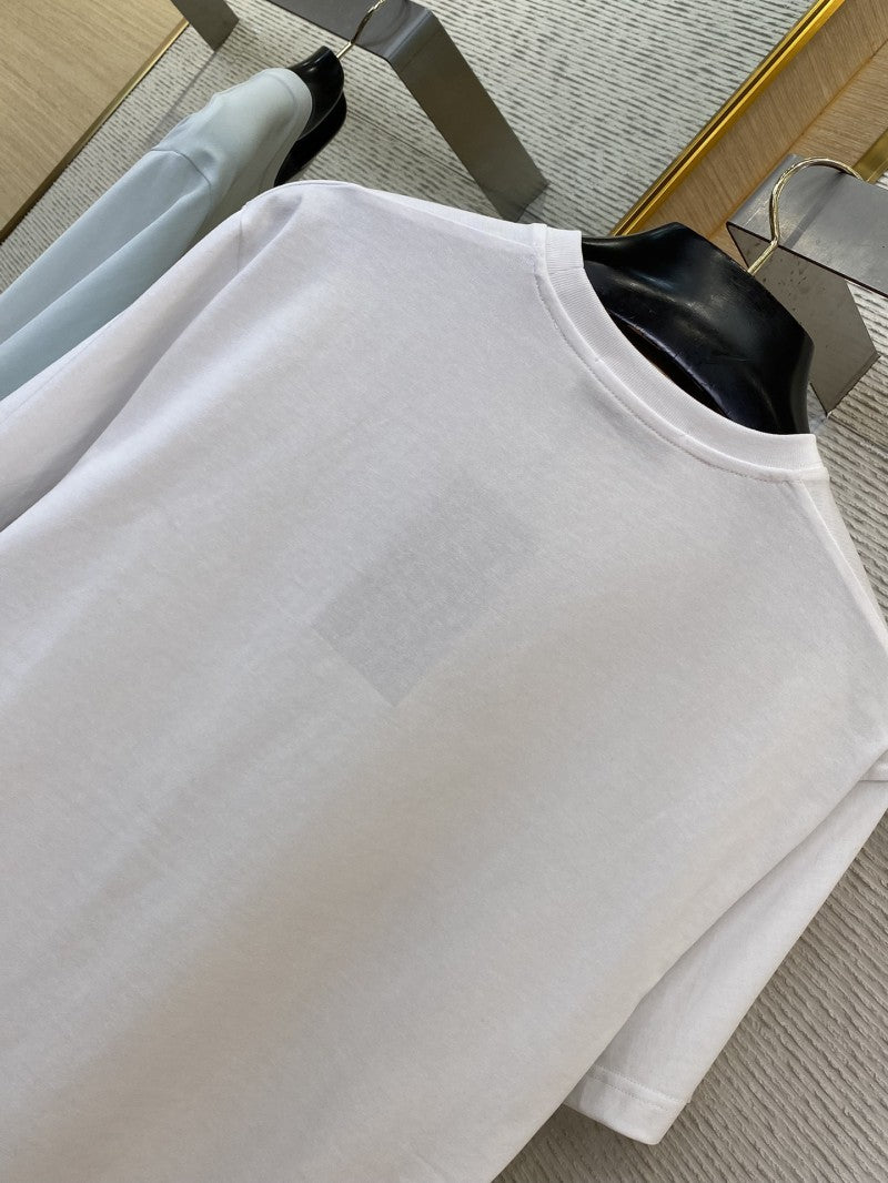 Green Rose 3D Embroidery T-Shirt White