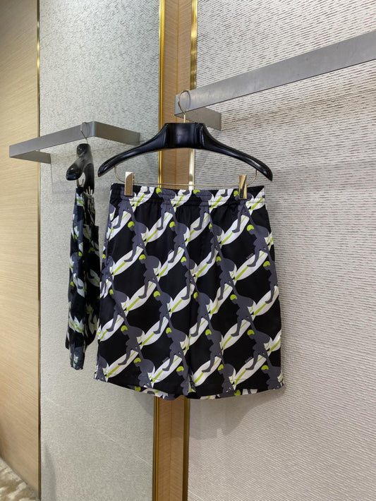 Surf Print Silk Shorts